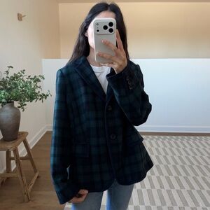 Talbots Navy and Green Plaid Blazer